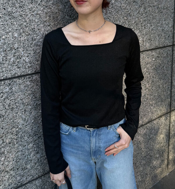 Doux archives「ラメスクエアネックロンＴｅｅ」|Tシャツ・カットソー|