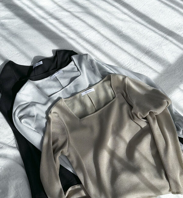 Doux archives「ラメスクエアネックロンＴｅｅ」|Tシャツ・カットソー|BEIGE