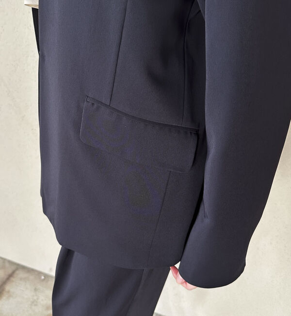 Doux archives「【セットアップ対応】ストレッチＶノーカラージャケット」|テーラードジャケット|