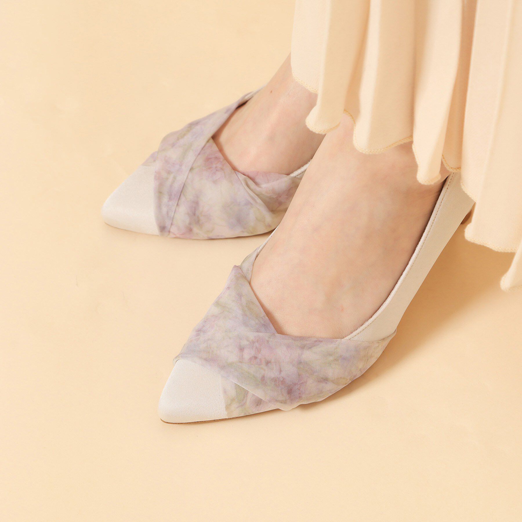 ESPERANZA「【Spring Collection】クロスシフォンリボンパンプス」|パンプス|花柄(304