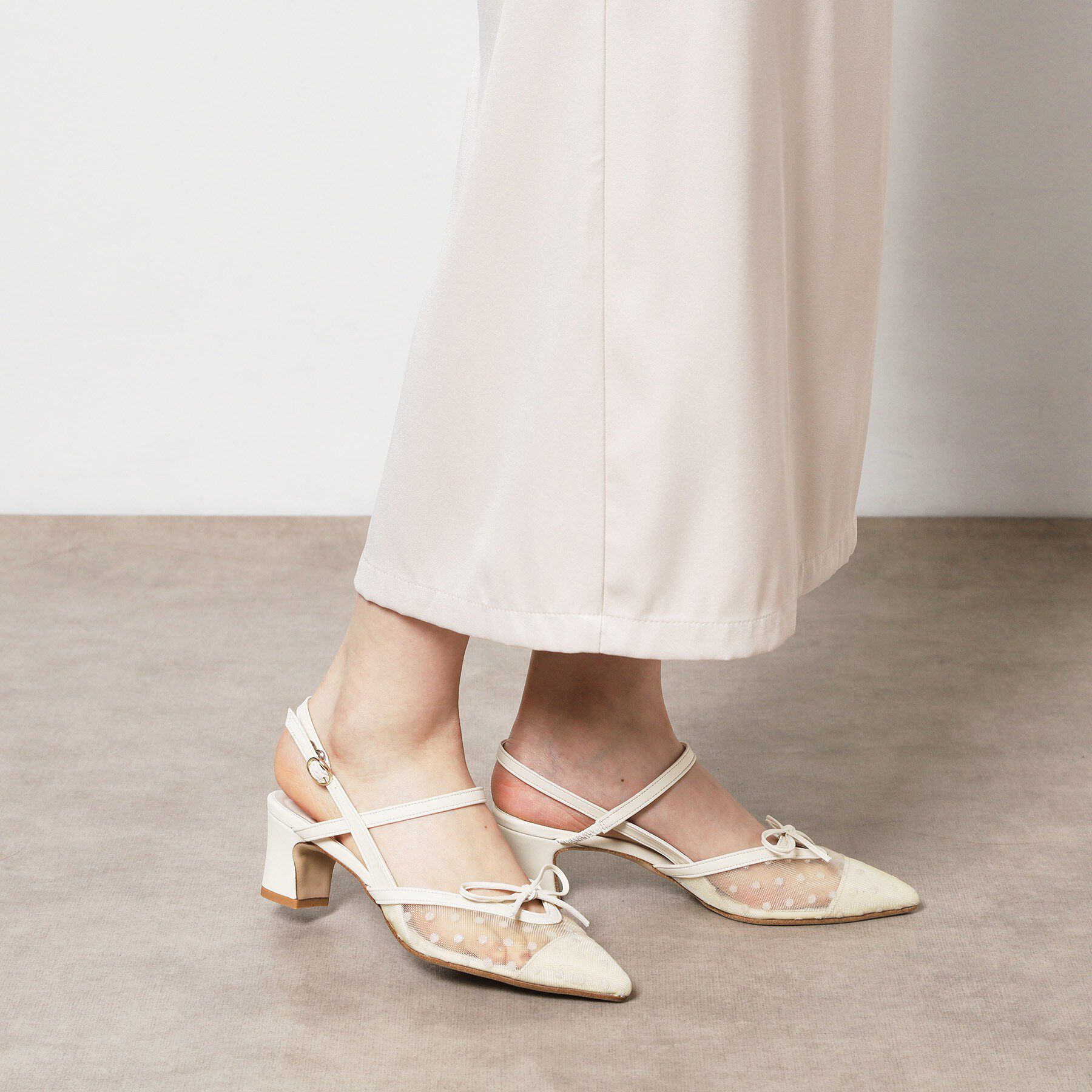 ESPERANZA「【Spring Collection】チュールリボンバックストラップパンプス」|パンプス|