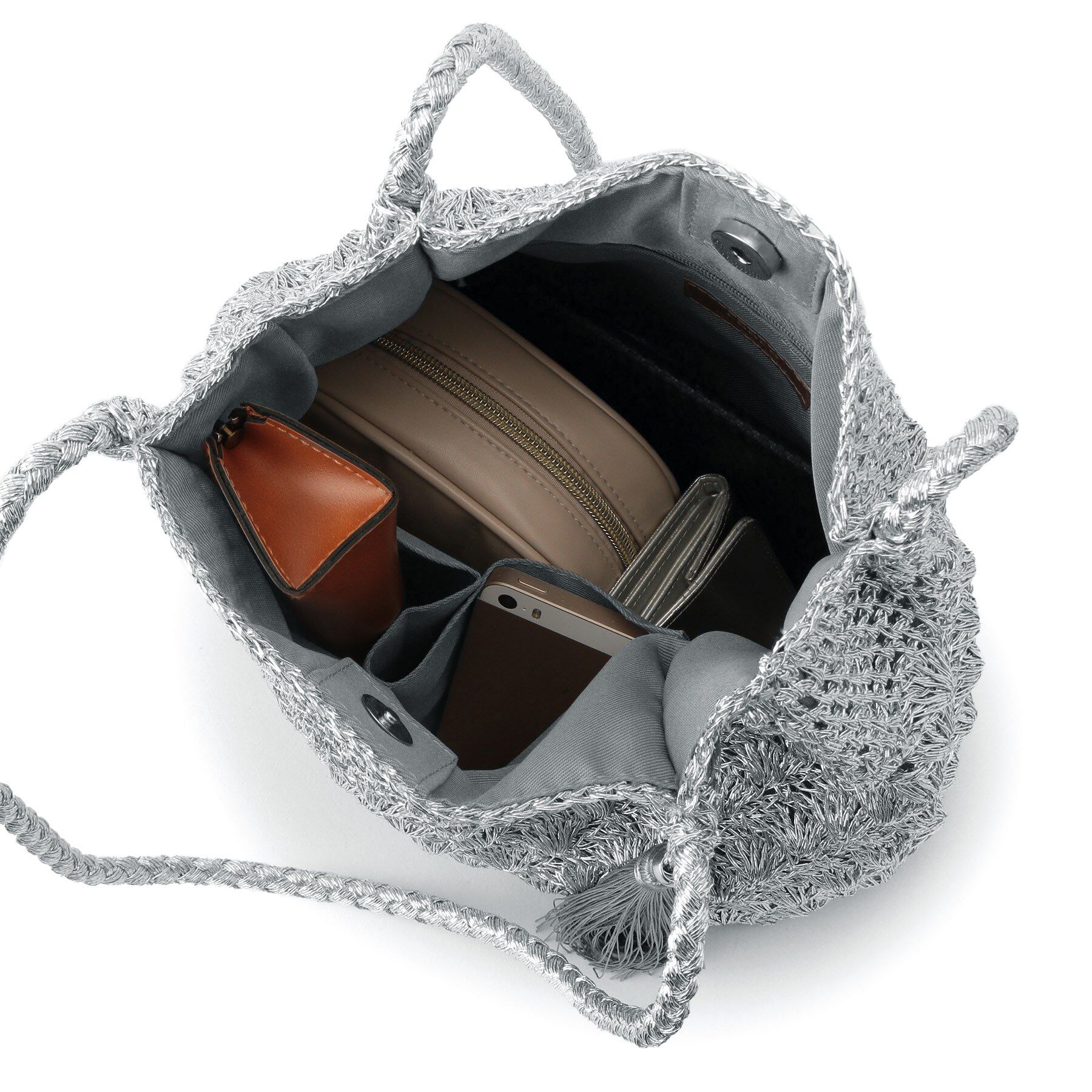 SunaUna「【こなれ見え！／肩掛け可能／軽量】メタリックトートバッグ」|トートバッグ|