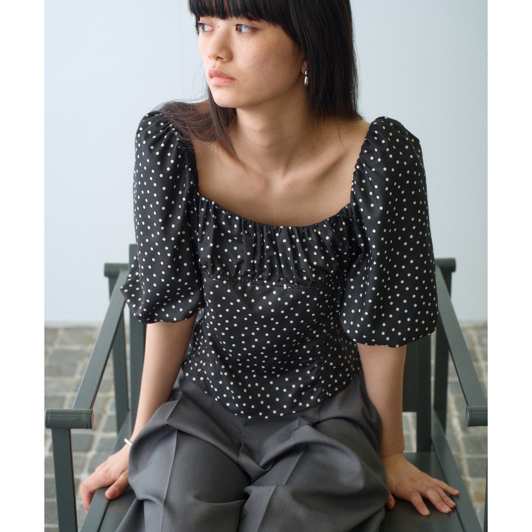 CODE A「polka dot blouse」|シャツ・ブラウス|ブラック(119)