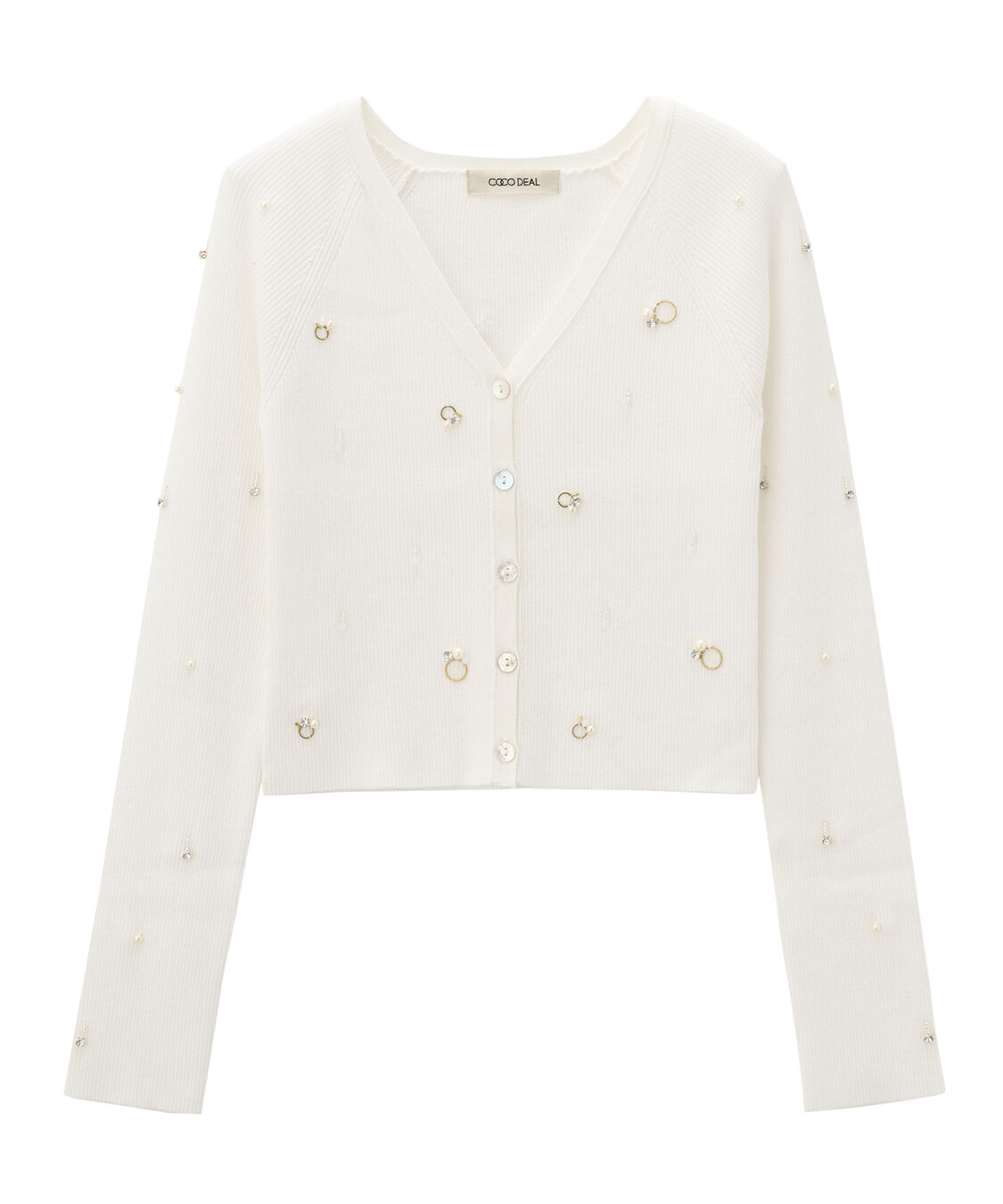 COCO DEAL「Vネックビジューニットカーディガン」|ニット・セーター|