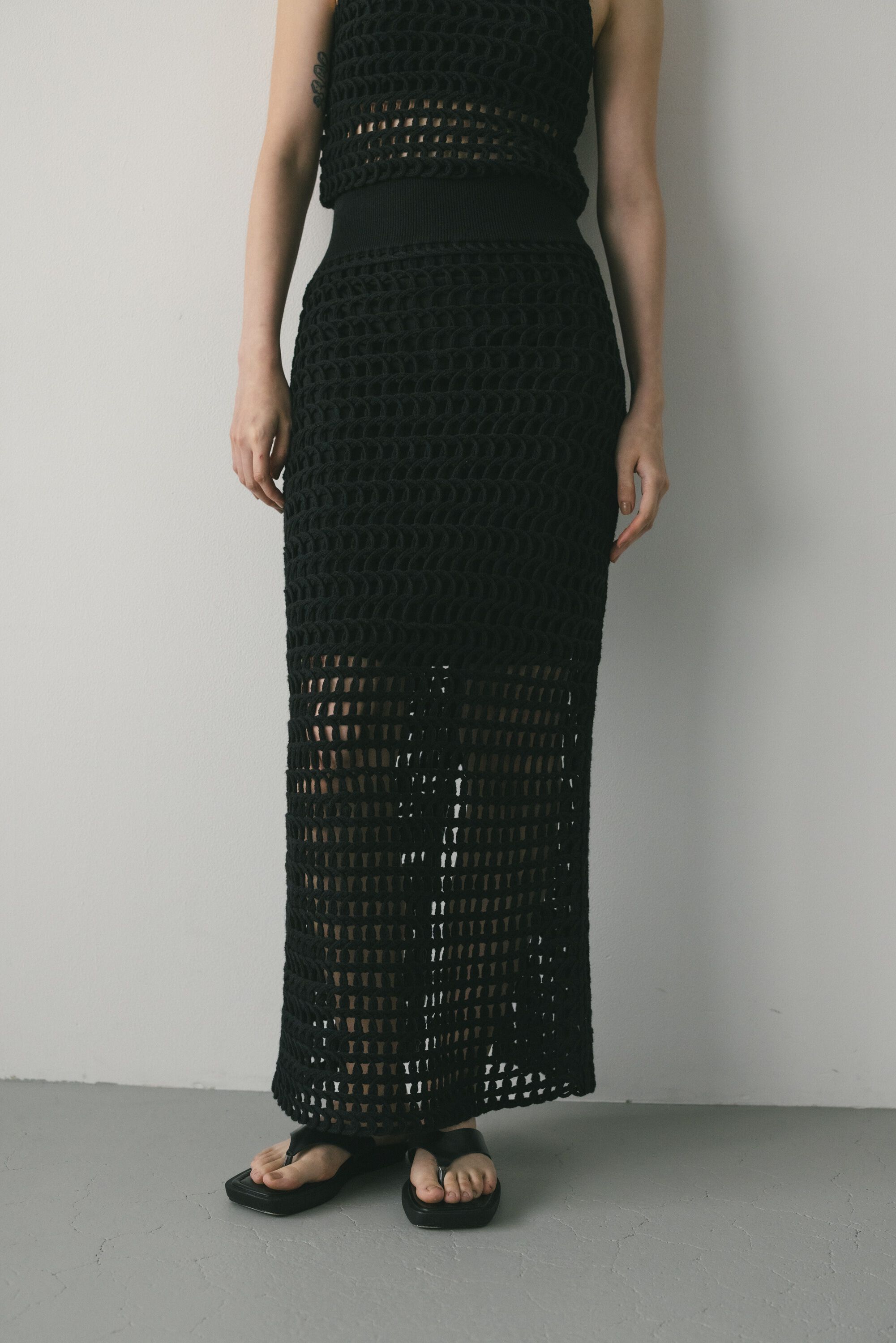 STYLEMIXER「テープヤーンニットタイトスカート」|スカート|BLK