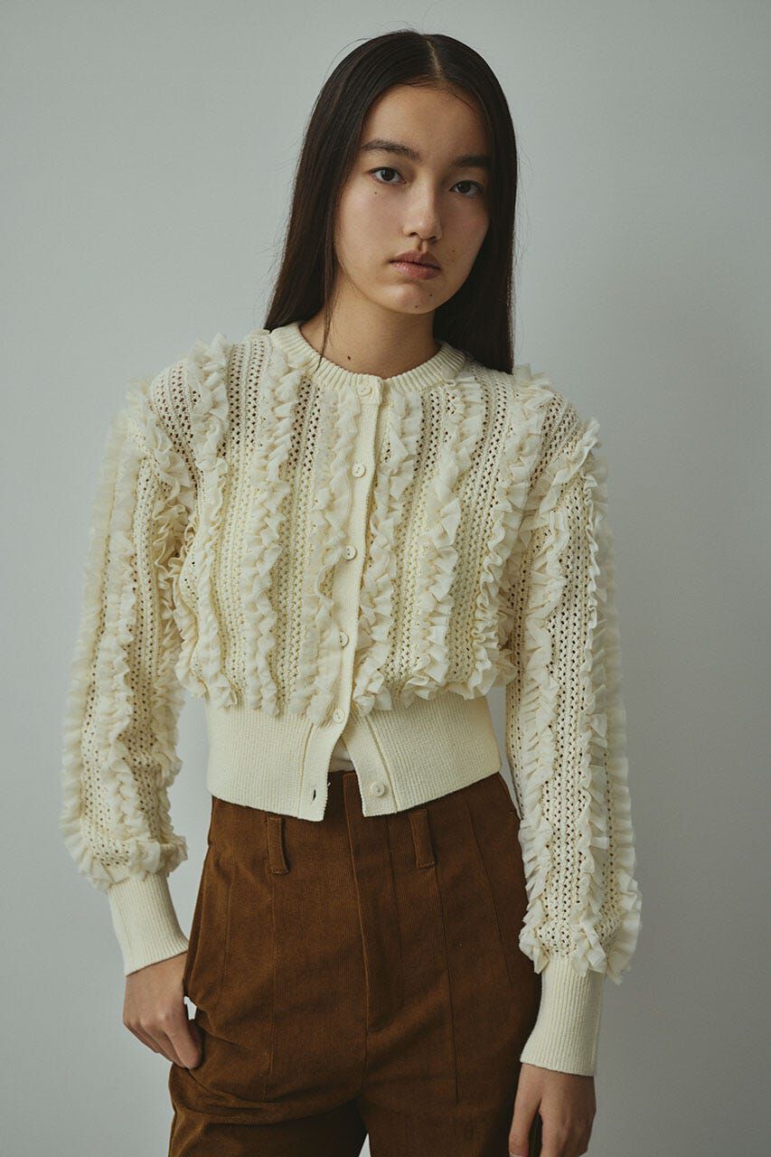 STYLEMIXER「チュールフリルニットカーデ」|カーディガン|