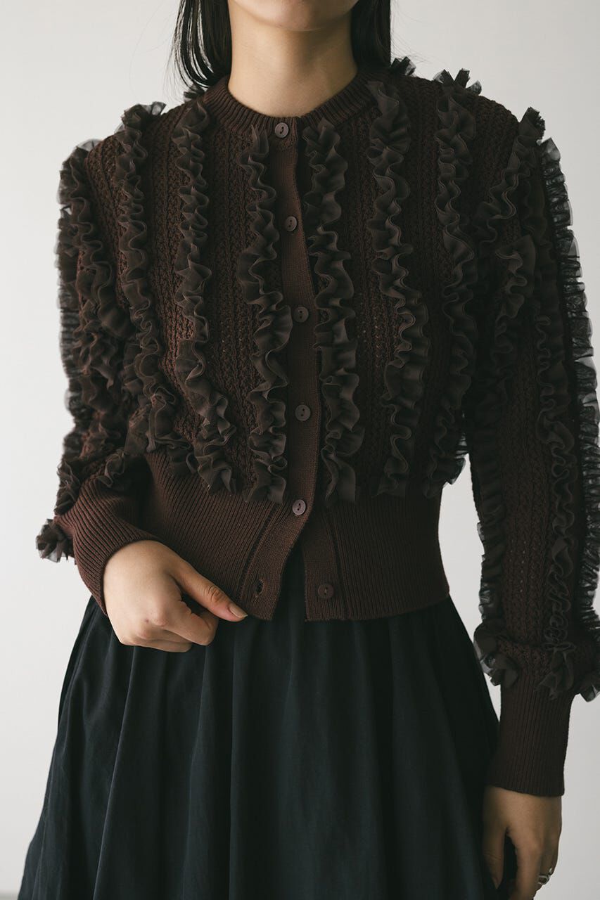 STYLEMIXER「チュールフリルニットカーデ」|カーディガン|