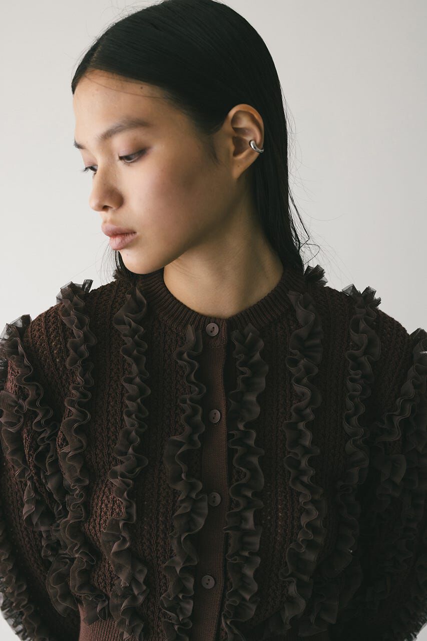 STYLEMIXER「チュールフリルニットカーデ」|カーディガン|
