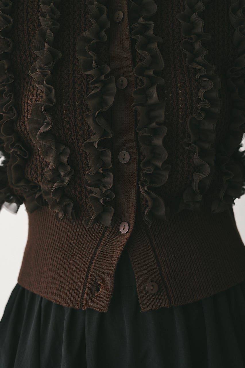 STYLEMIXER「チュールフリルニットカーデ」|カーディガン|