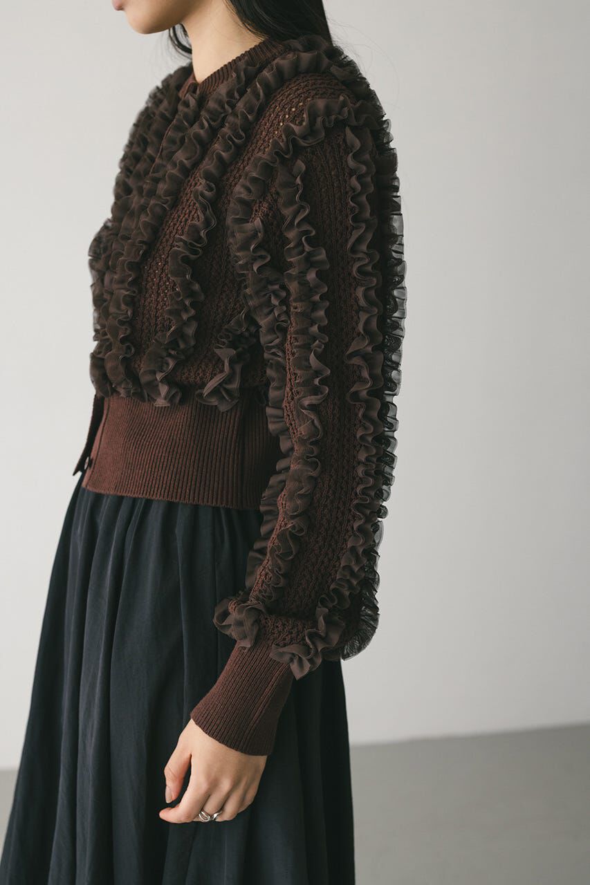 STYLEMIXER「チュールフリルニットカーデ」|カーディガン|