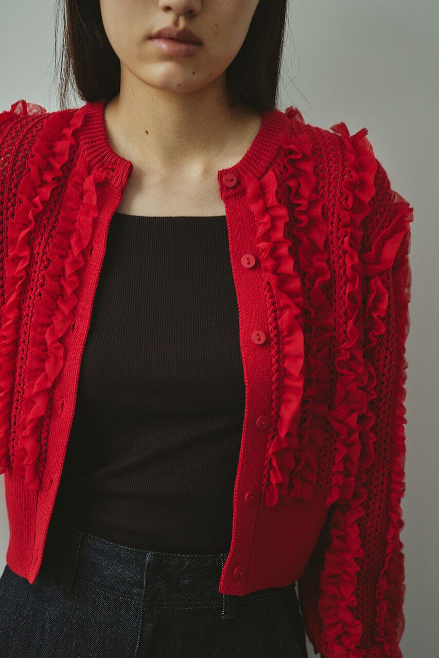 STYLEMIXER「チュールフリルニットカーデ」|カーディガン|