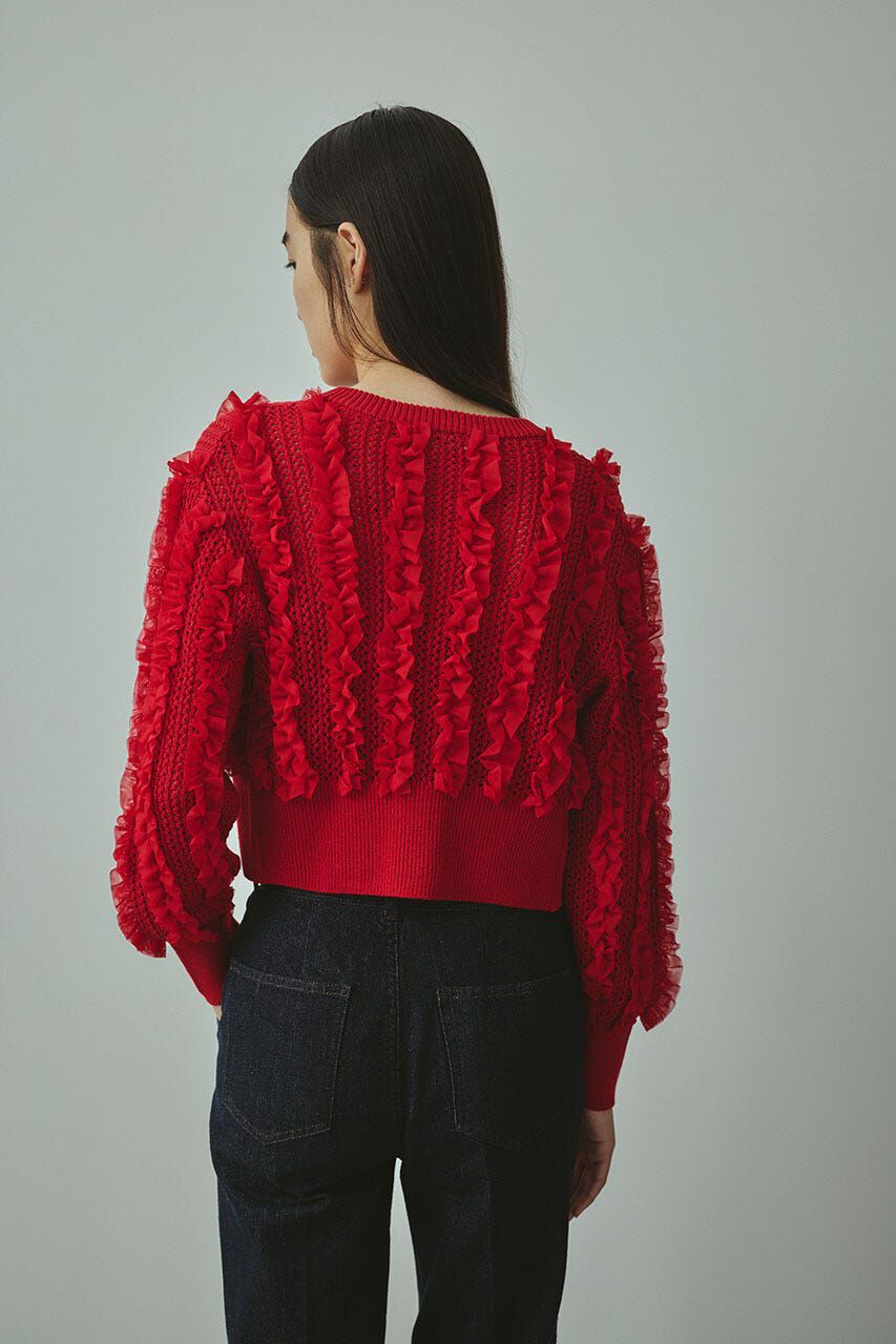 STYLEMIXER「チュールフリルニットカーデ」|カーディガン|