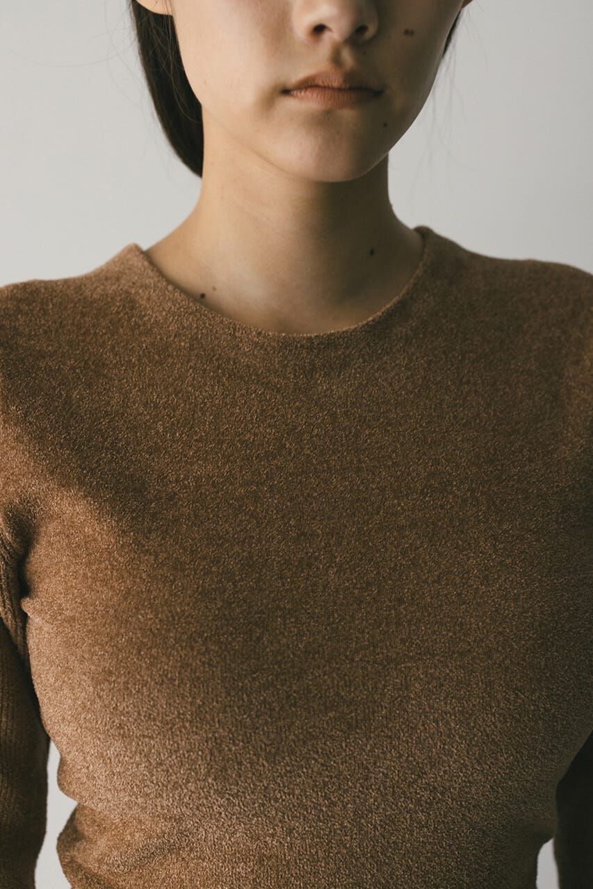 STYLEMIXER「バックオープンベロアショートニット」|ニット・セーター|