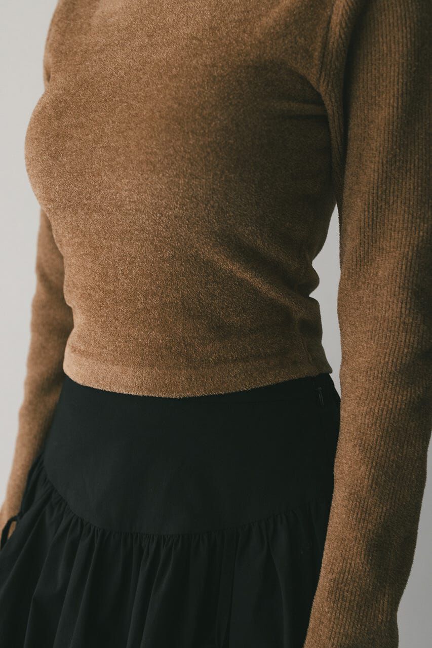 STYLEMIXER「バックオープンベロアショートニット」|ニット・セーター|