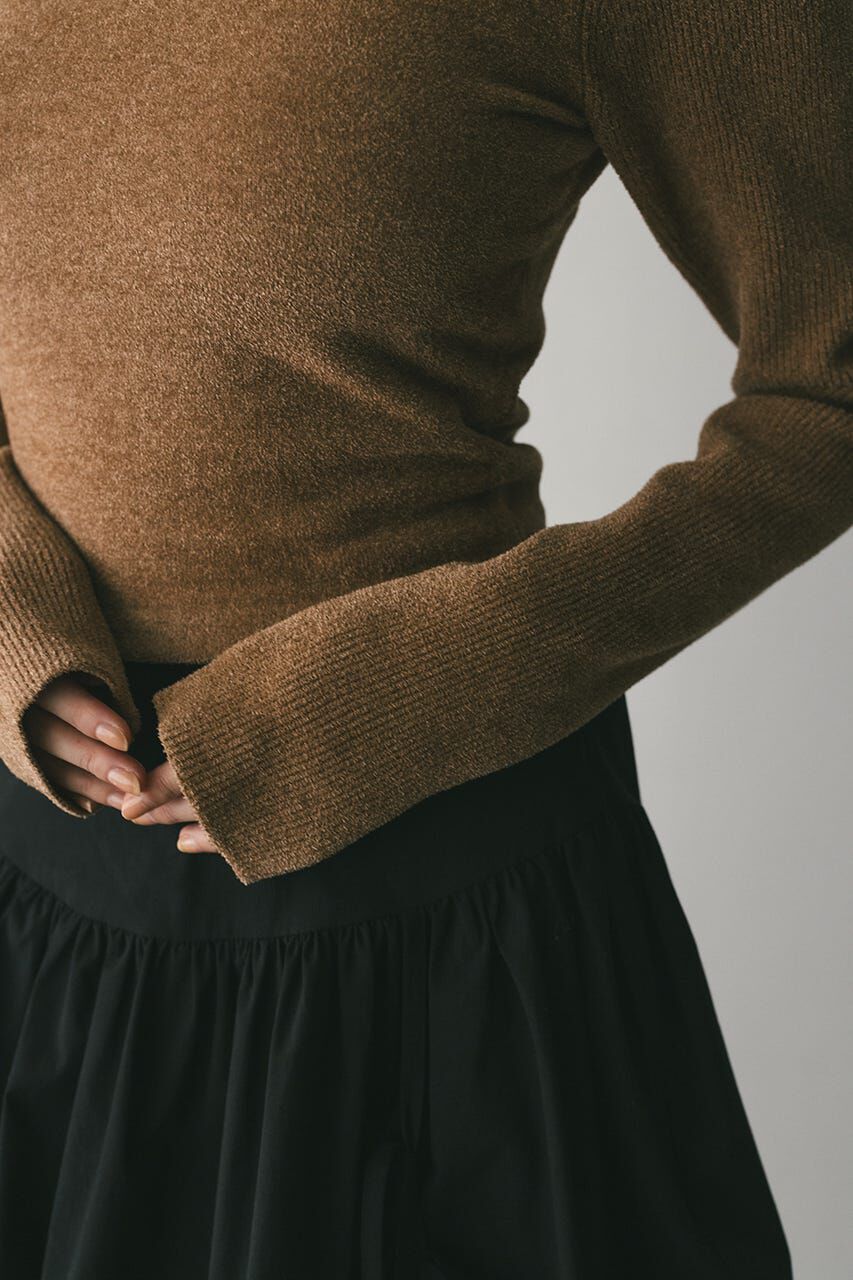 STYLEMIXER「バックオープンベロアショートニット」|ニット・セーター|