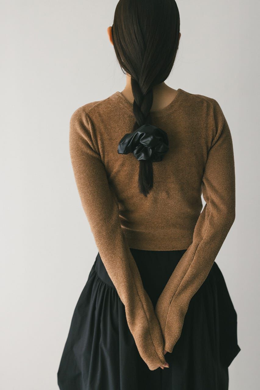 STYLEMIXER「バックオープンベロアショートニット」|ニット・セーター|