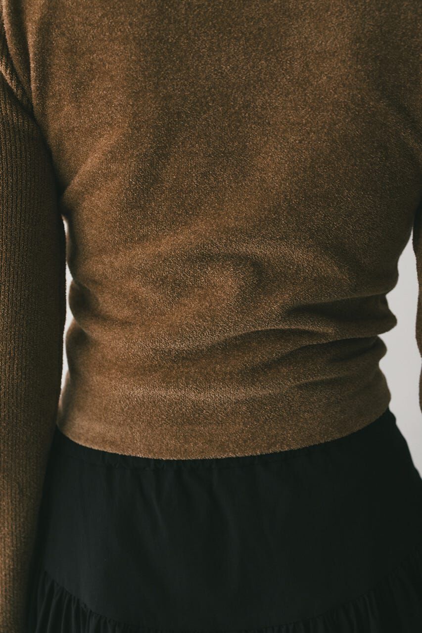 STYLEMIXER「バックオープンベロアショートニット」|ニット・セーター|