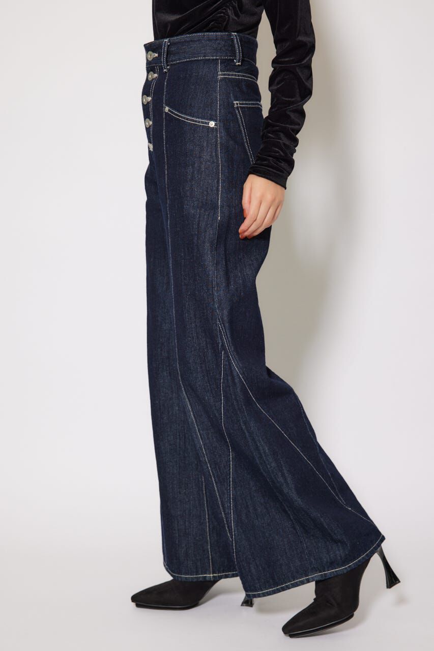 フロントボタンデザインハイウエストデニムパンツ（rienda）｜ルミネの