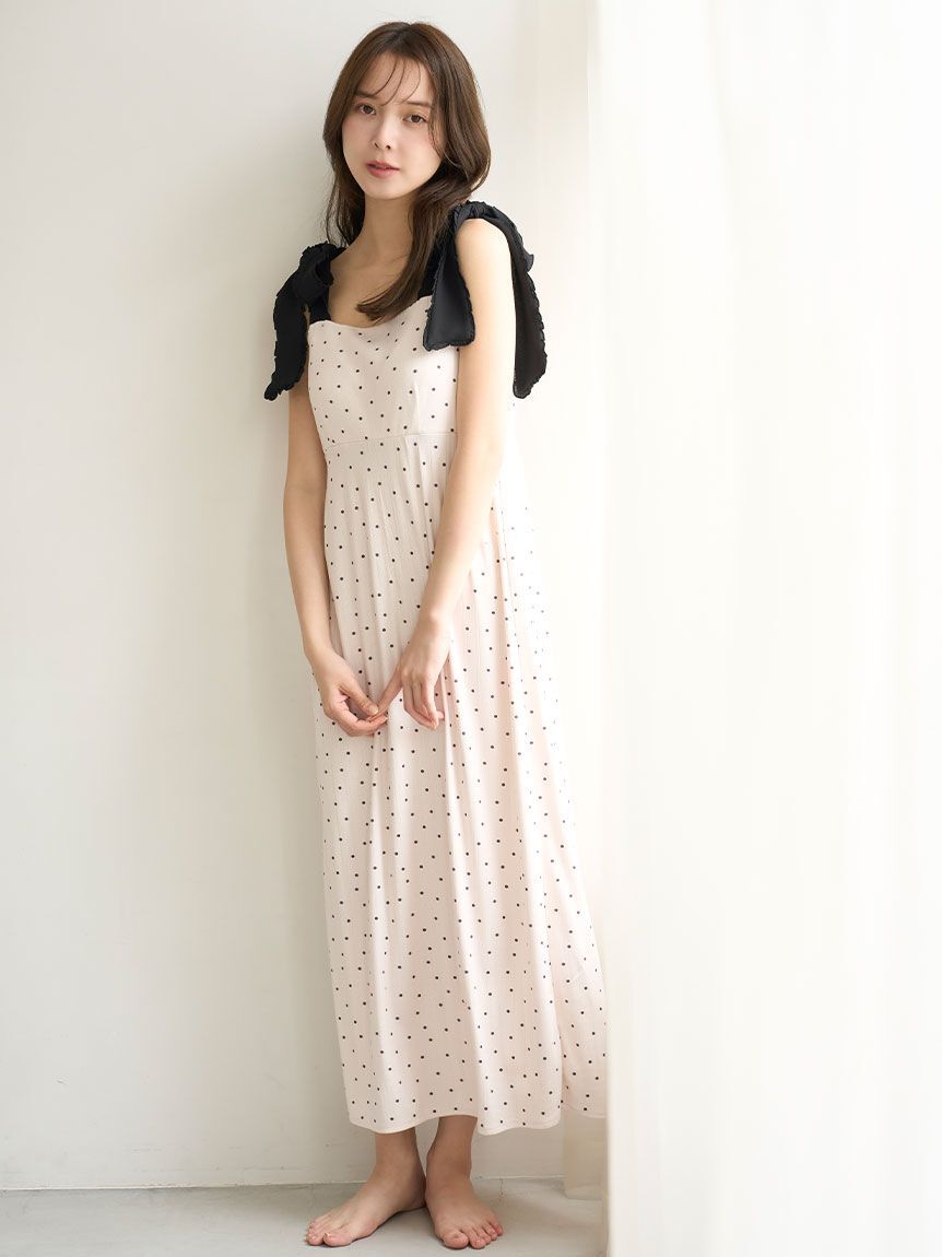 SNIDEL HOME「ショルダーリボンカットワンピース」|ルームウェア|BLK
