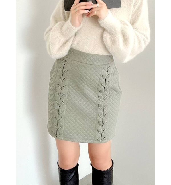 RESEXXY「クロスストリングミニスカート」|スカート|グリーン