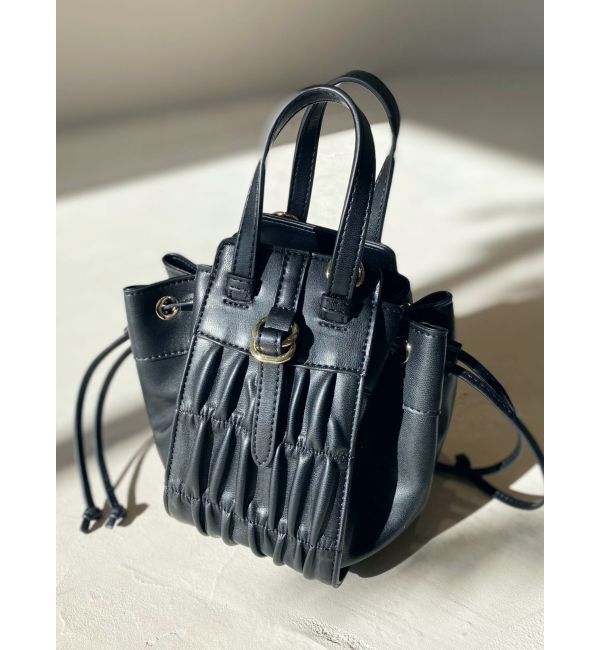 RESEXXY「シャーリングコンパクトバッグ」|ハンドバッグ|ブラック