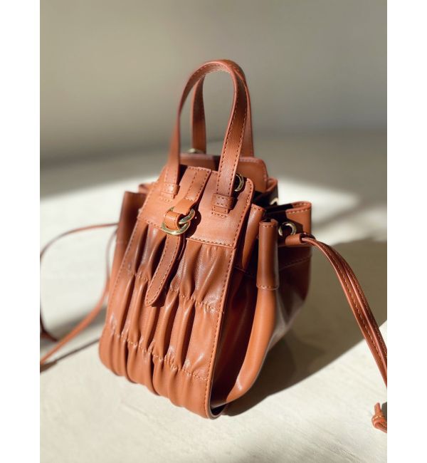 RESEXXY「シャーリングコンパクトバッグ」|ハンドバッグ|ブラウン