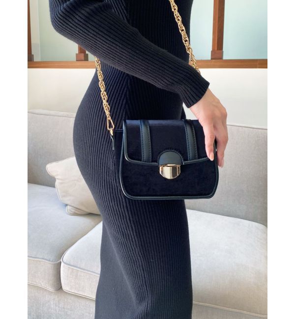 RESEXXY「ベルベットコンパクトバッグ」|ショルダー・メッセンジャー|ブラック