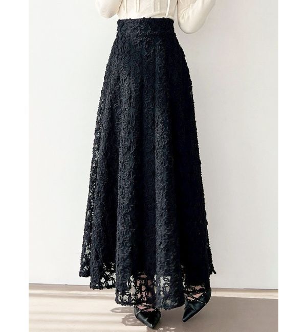 RESEXXY「ジャガードフレアスカート」|スカート|ブラック