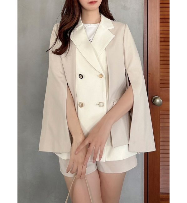 dazzlin「【SETUP】ダブルボタンケープテーラードジャケット※セットアップ対応」|テーラードジャケット|アイボリー