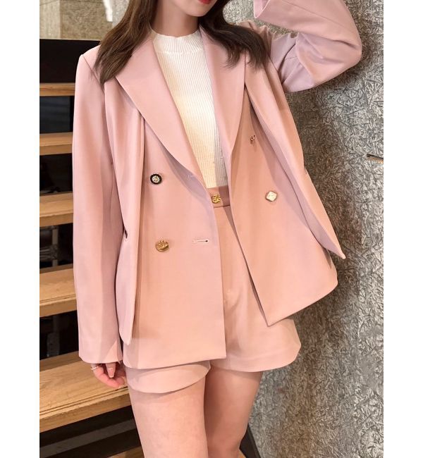 dazzlin「【SETUP】ダブルボタンケープテーラードジャケット※セットアップ対応」|テーラードジャケット|ピンク
