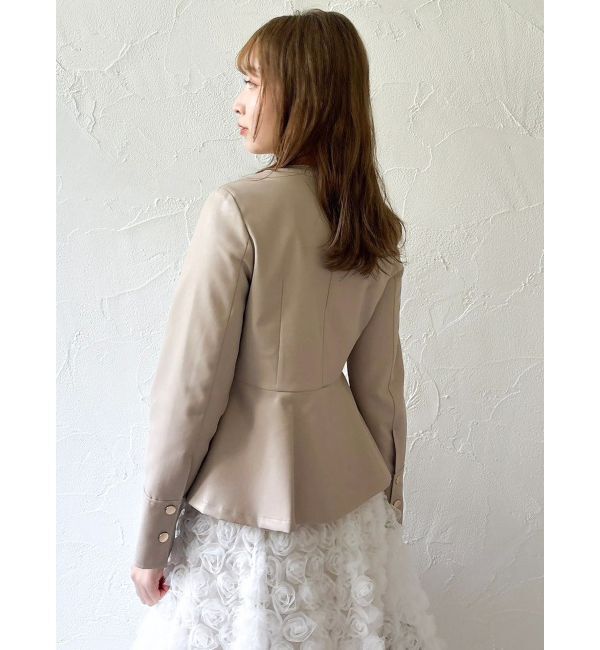 dazzlin「ウエストシェイプフェイクレザージャケット」|ライダースジャケット|