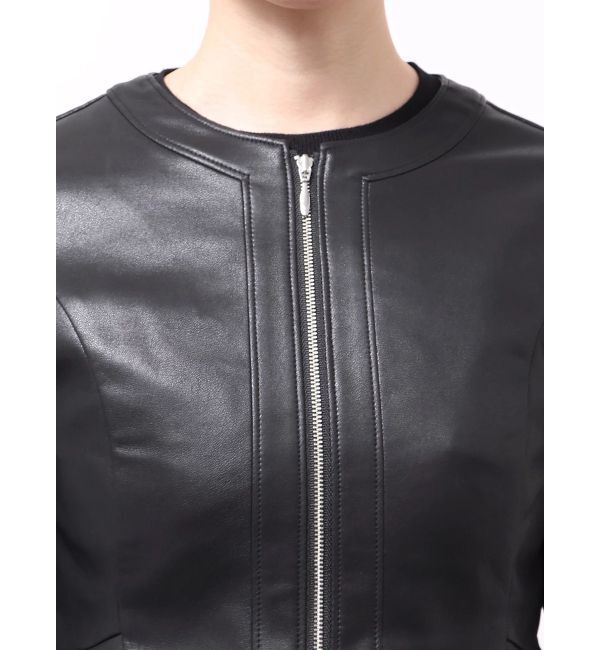 dazzlin「ウエストシェイプフェイクレザージャケット」|ライダースジャケット|