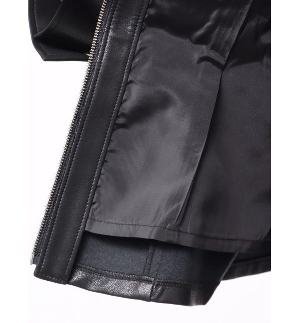 dazzlin「ウエストシェイプフェイクレザージャケット」|ライダースジャケット|