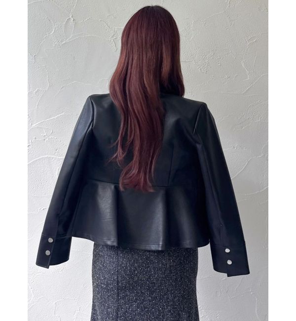 dazzlin「ウエストシェイプフェイクレザージャケット」|ライダースジャケット|