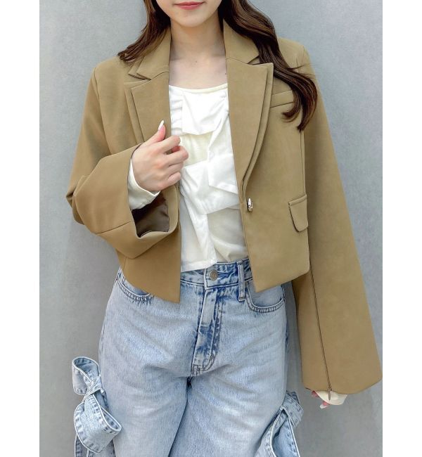 dazzlin「テーラーカラーショートジャケット」|テーラードジャケット|ベージュ