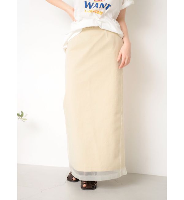 Ungrid「シアーコンビアイラインスカート」|スカート|ベージュ