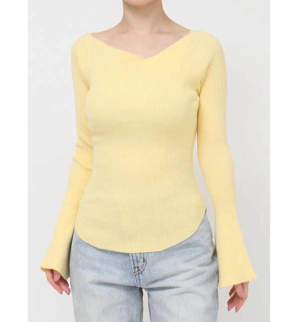 LAGUNAMOON「アシンメトリードレープフレアスリーブニット」|ニット・セーター|