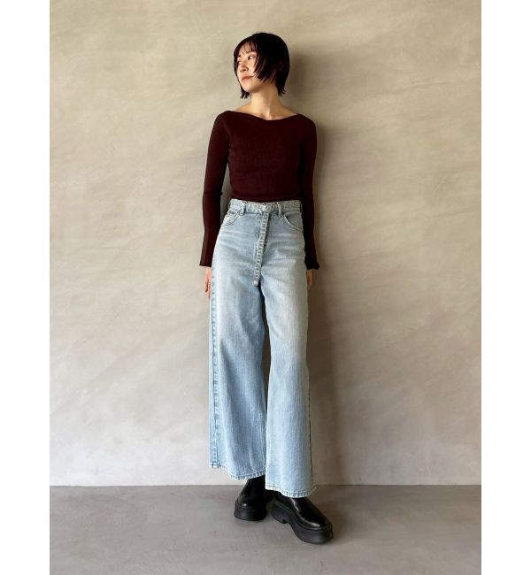 LAGUNAMOON「アシンメトリードレープフレアスリーブニット」|ニット・セーター|