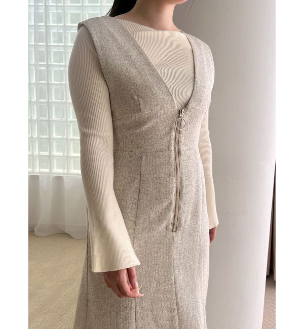 LAGUNAMOON「アシンメトリードレープフレアスリーブニット」|ニット・セーター|