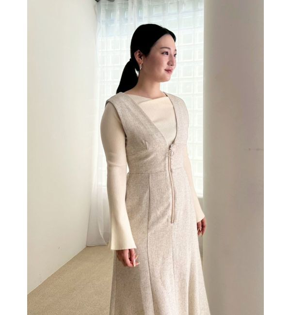 LAGUNAMOON「アシンメトリードレープフレアスリーブニット」|ニット・セーター|