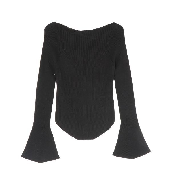 LAGUNAMOON「アシンメトリードレープフレアスリーブニット」|ニット・セーター|