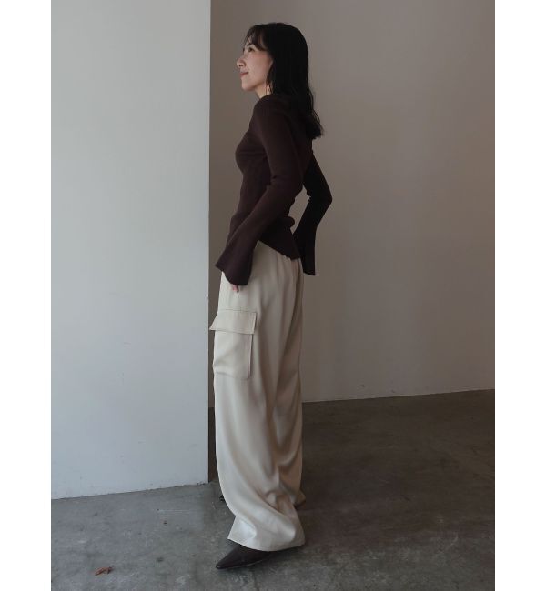 LAGUNAMOON「アシンメトリードレープフレアスリーブニット」|ニット・セーター|