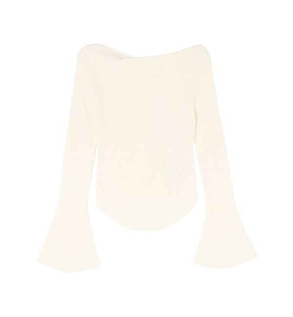 LAGUNAMOON「アシンメトリードレープフレアスリーブニット」|ニット・セーター|