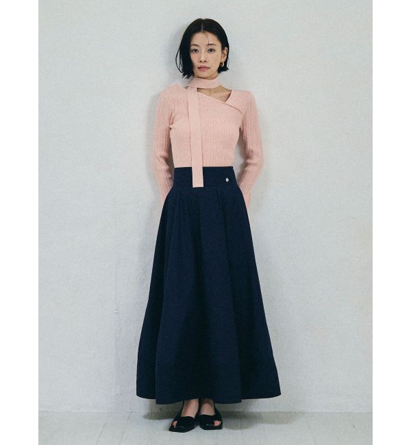 LAGUNAMOON「ボウタイアシンメトリーネックニットプルオーバー」|ニット・セーター|