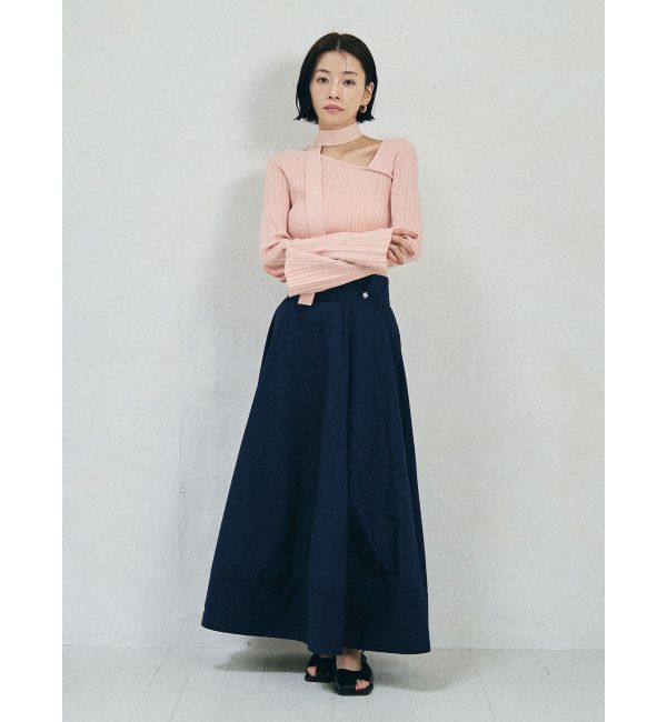 LAGUNAMOON「ボウタイアシンメトリーネックニットプルオーバー」|ニット・セーター|