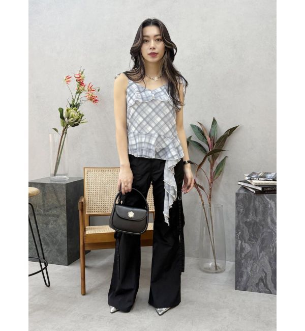 EVRIS「チェックシフォントップス」|キャミソール|