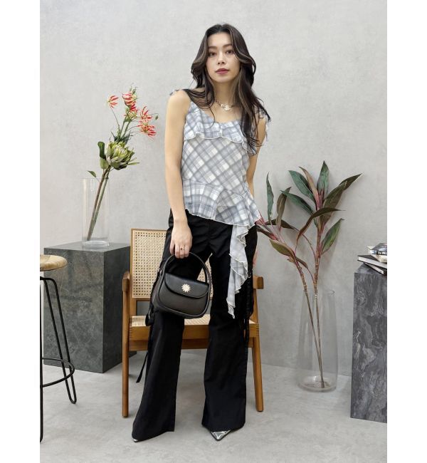 EVRIS「チェックシフォントップス」|キャミソール|