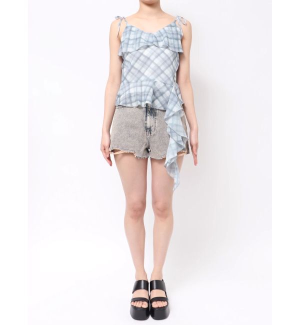 EVRIS「チェックシフォントップス」|キャミソール|