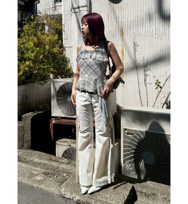 EVRIS「チェックシフォントップス」|キャミソール|