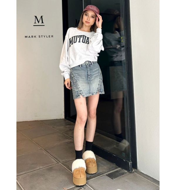 GYDA「ハイウエスSIDEサイドレースアップデニムスカートライクショートパンツ」|スカート|